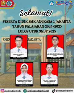 Read more about the article Selamat Peserta Didik SMK Angkasa 1 JakartaTahun Pelajaran 2024/2025 Lolos UTBK SNBT 2025