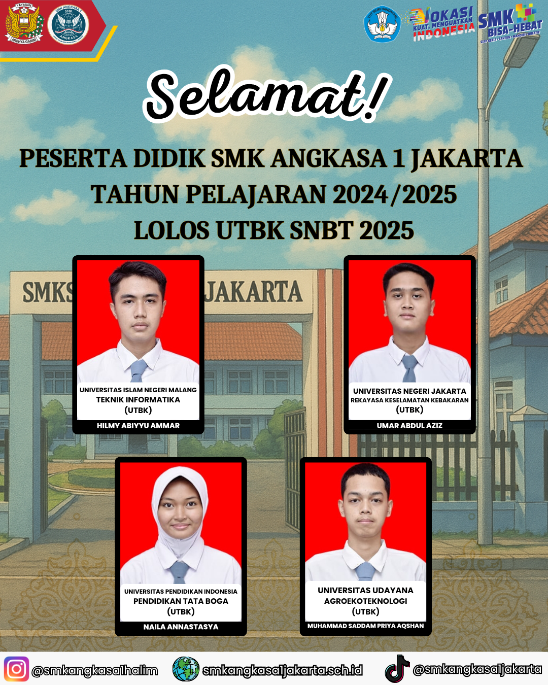 Read more about the article Selamat Peserta Didik SMK Angkasa 1 JakartaTahun Pelajaran 2024/2025 Lolos UTBK SNBT 2025